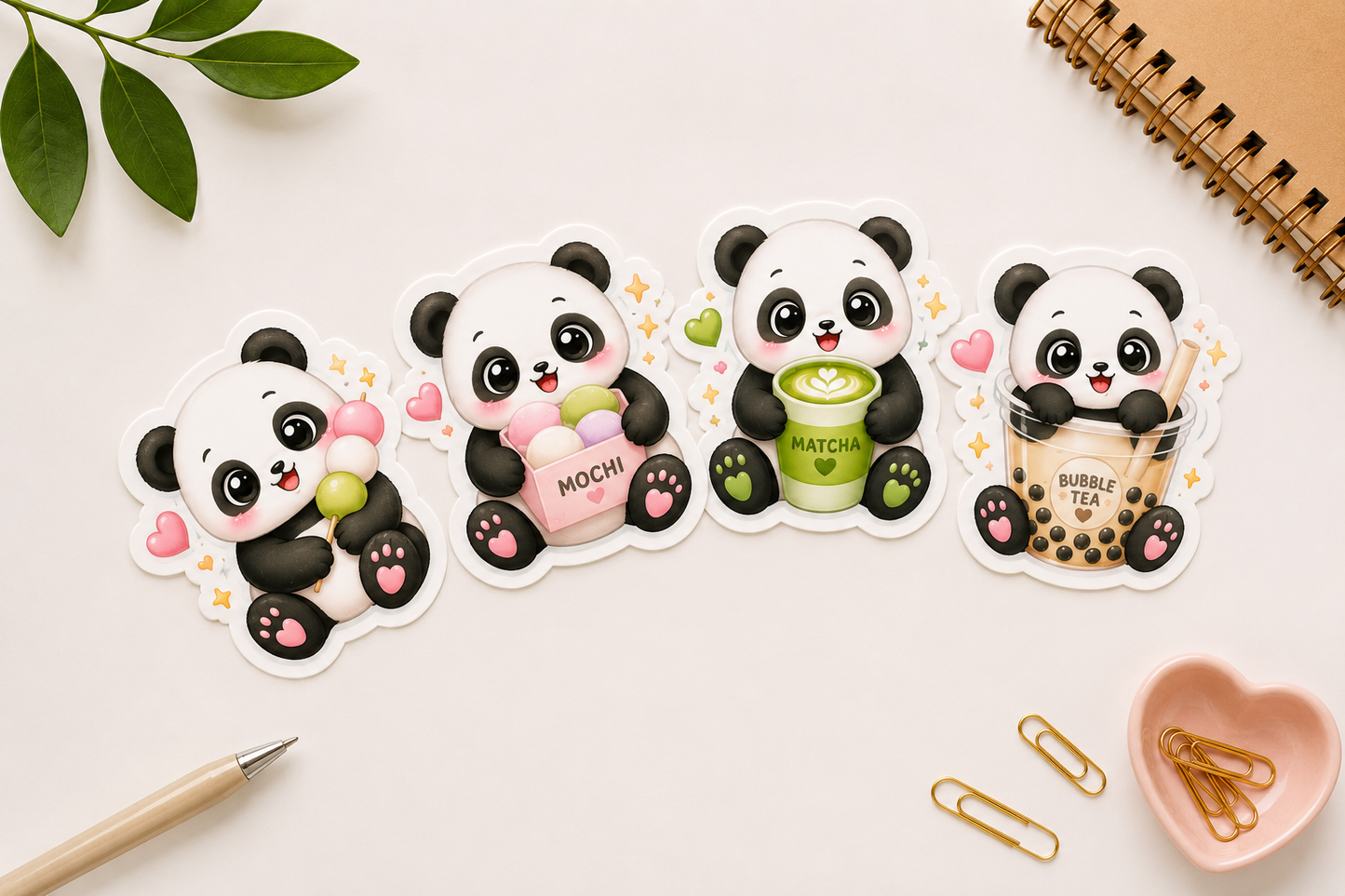 Panda Treats Sticker Set (4 Stück)