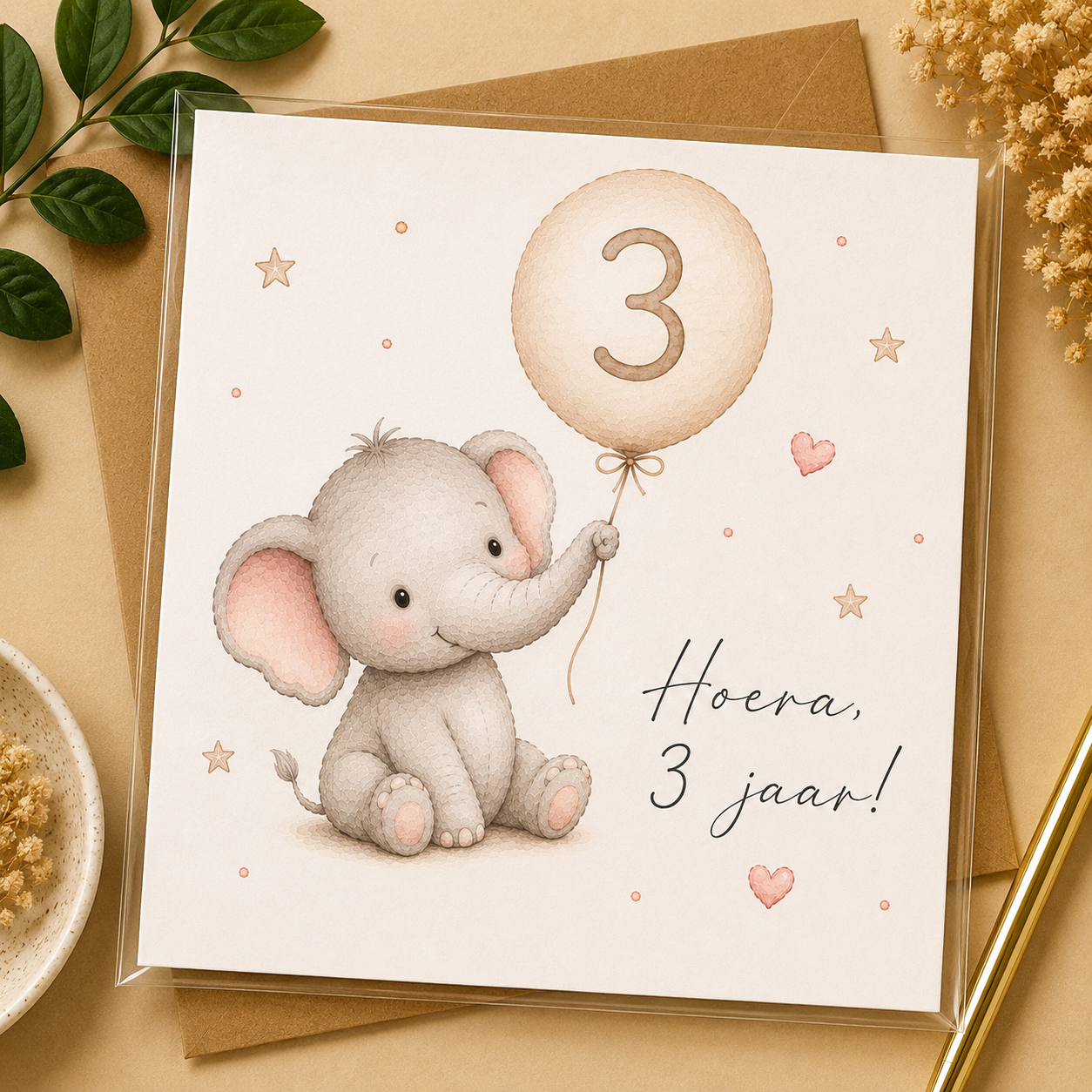 Hurra, 3 Jahre! Geburtstagskarte