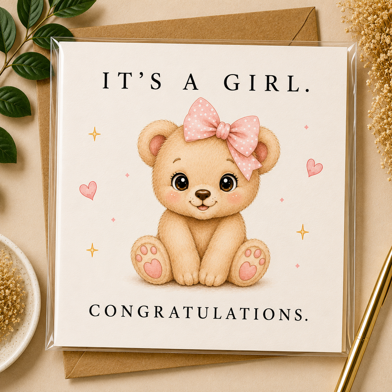 It’s A Girl. Congratulations. Beer Kaart