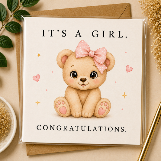 It’s A Girl. Congratulations. Beer Kaart