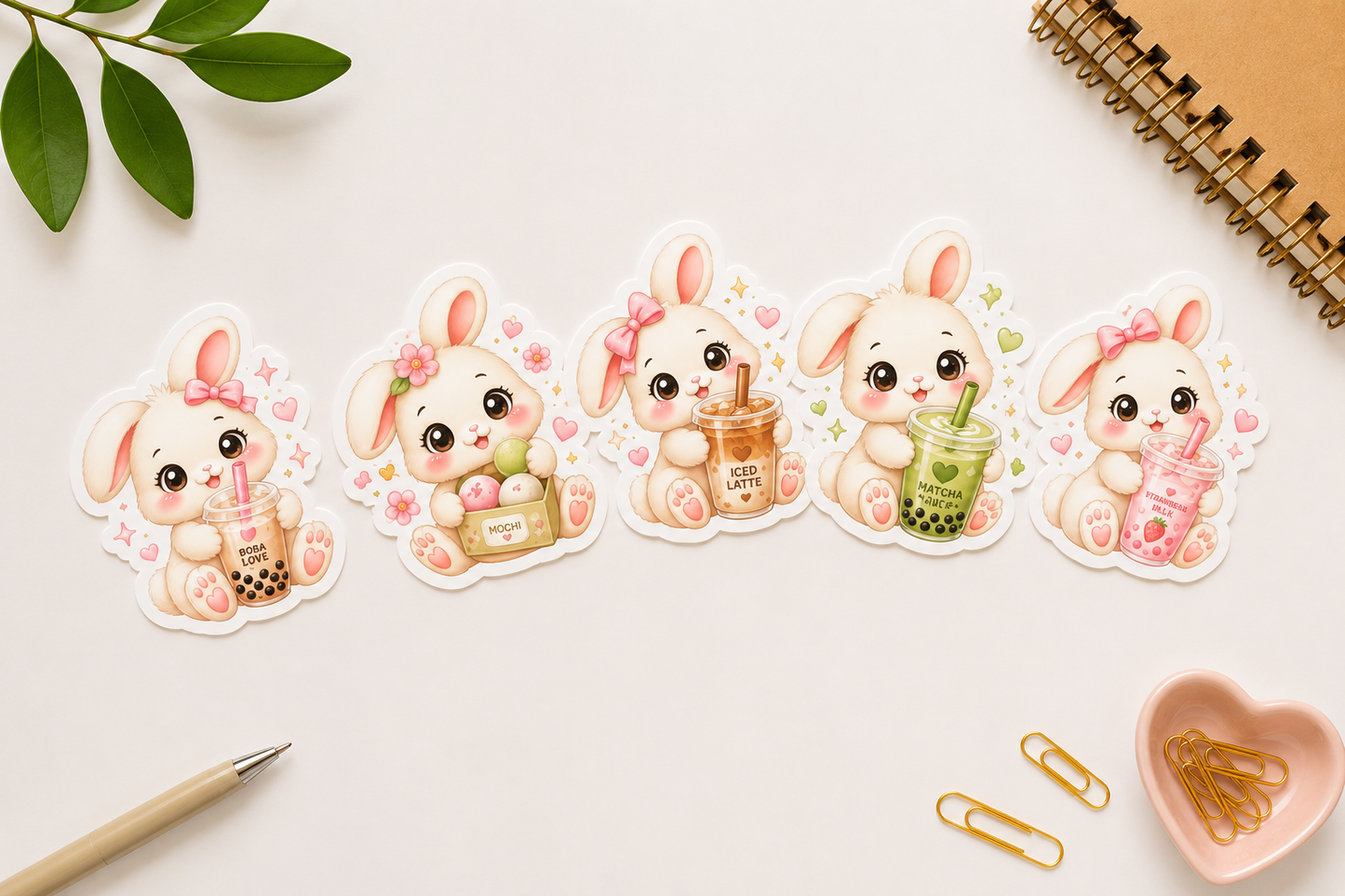Kaninchen & Leckerlis Sticker-Set (5 Stück)