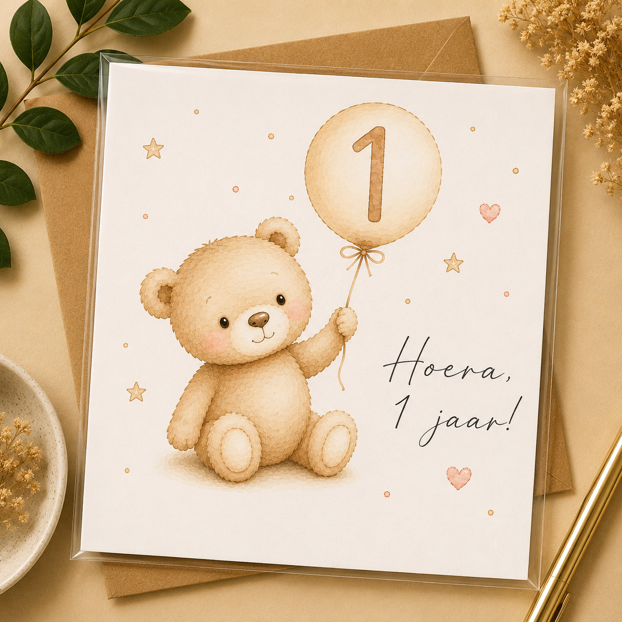 Hurra, 1 Jahr! Glückwunschkarte zum ersten Geburtstag