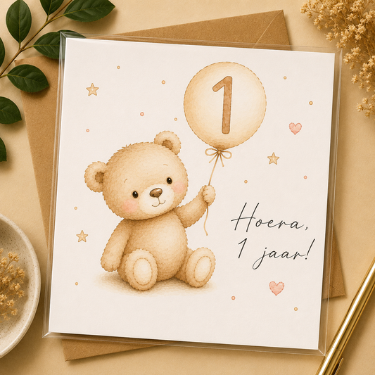 Hoera, 1 Jaar! Eerste Verjaardagskaart