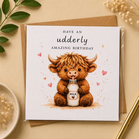 Highland Cow Tolle Geburtstagskarte