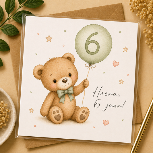 Hoera, 6 Jaar! Verjaardagskaart