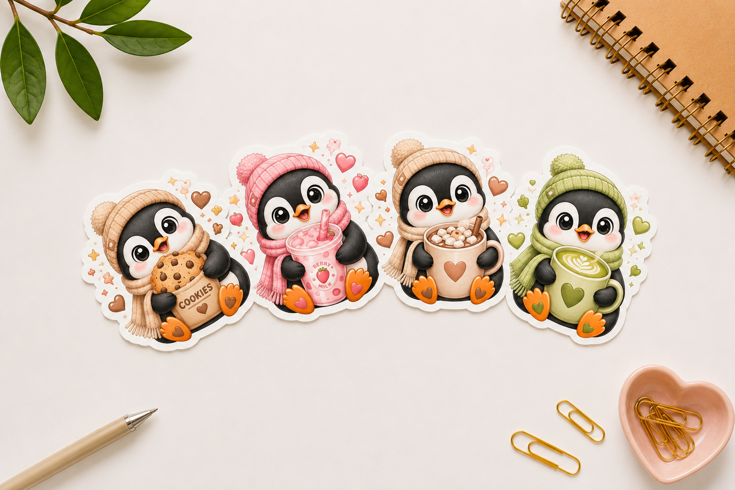 Winter Pinguin Sticker-Set (4 Stück)