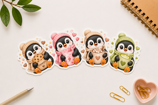 Winter Pinguin Sticker-Set (4 Stück)